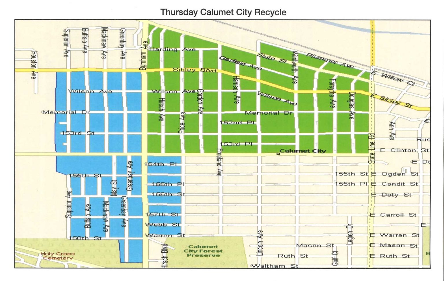 Determine Your Recycling/Waste Pickup Day Calumet City