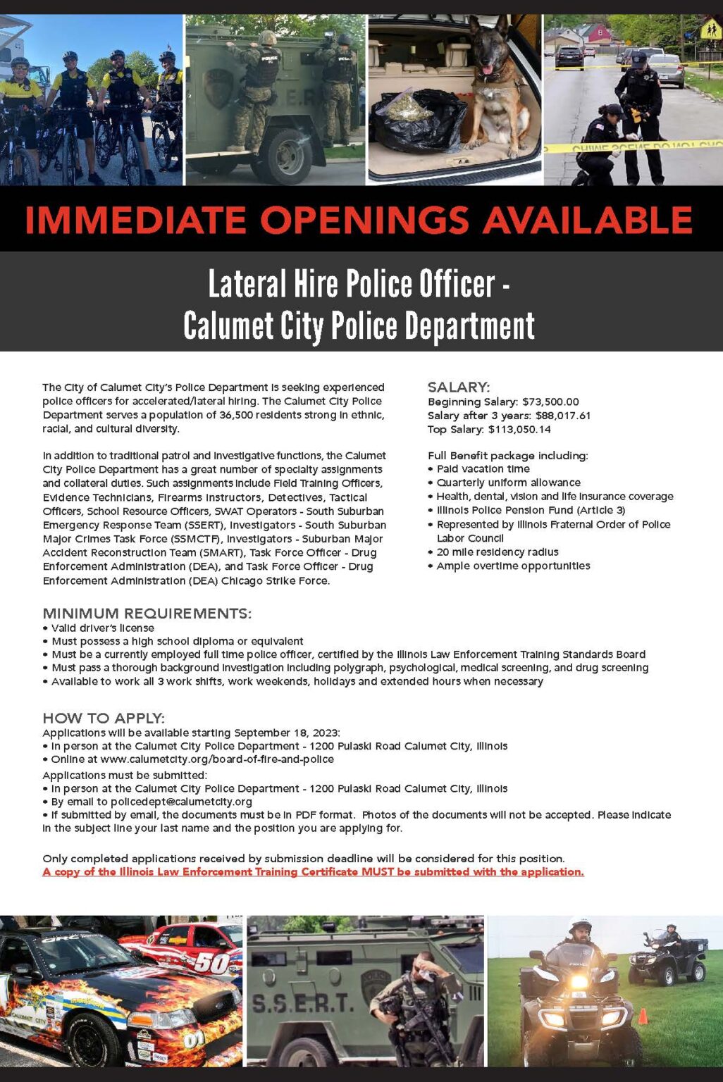 Lateral Hire Police Officer Position Calumet City
